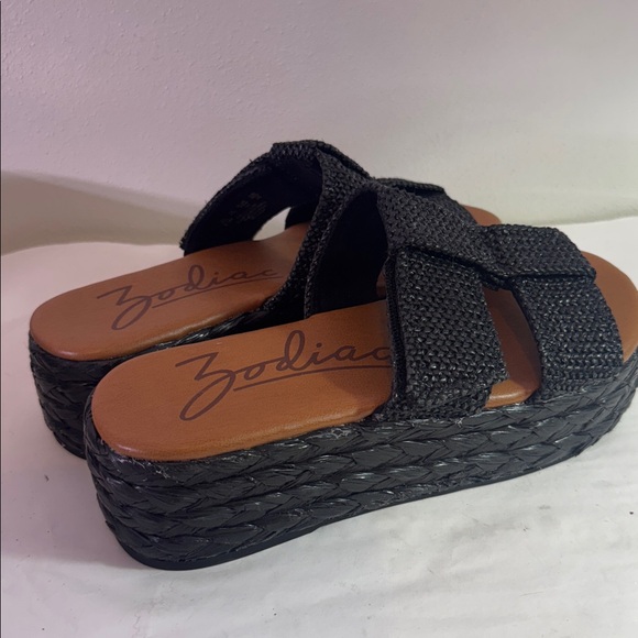 New Zodiac Izzy Black Woven Platform Sandals 8.5 - Picture 4 of 6